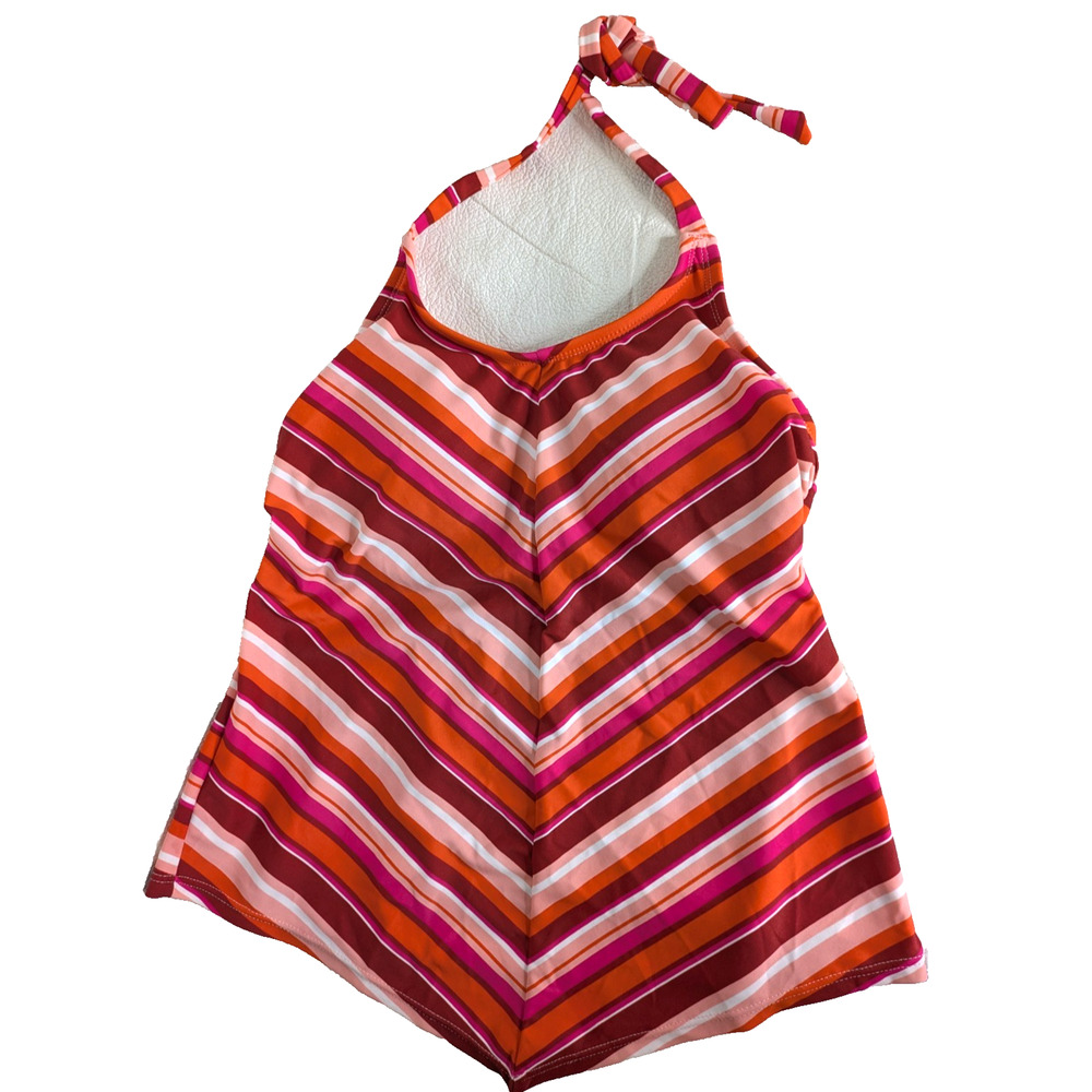 Mynah Womens Tankini Halter Tie Back Pink Red Dark Red XS Swinsuit Top